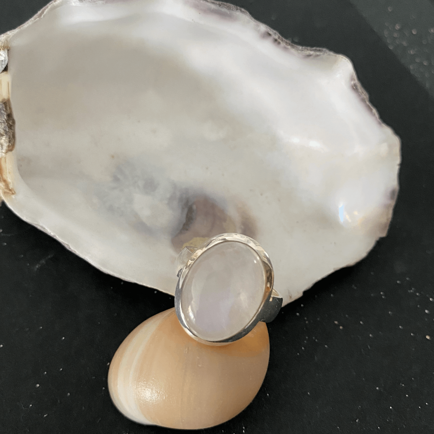 Sterling Silver Moonstone Ring | Oval Shape | Solid Band | PJ Luxe Jewellery