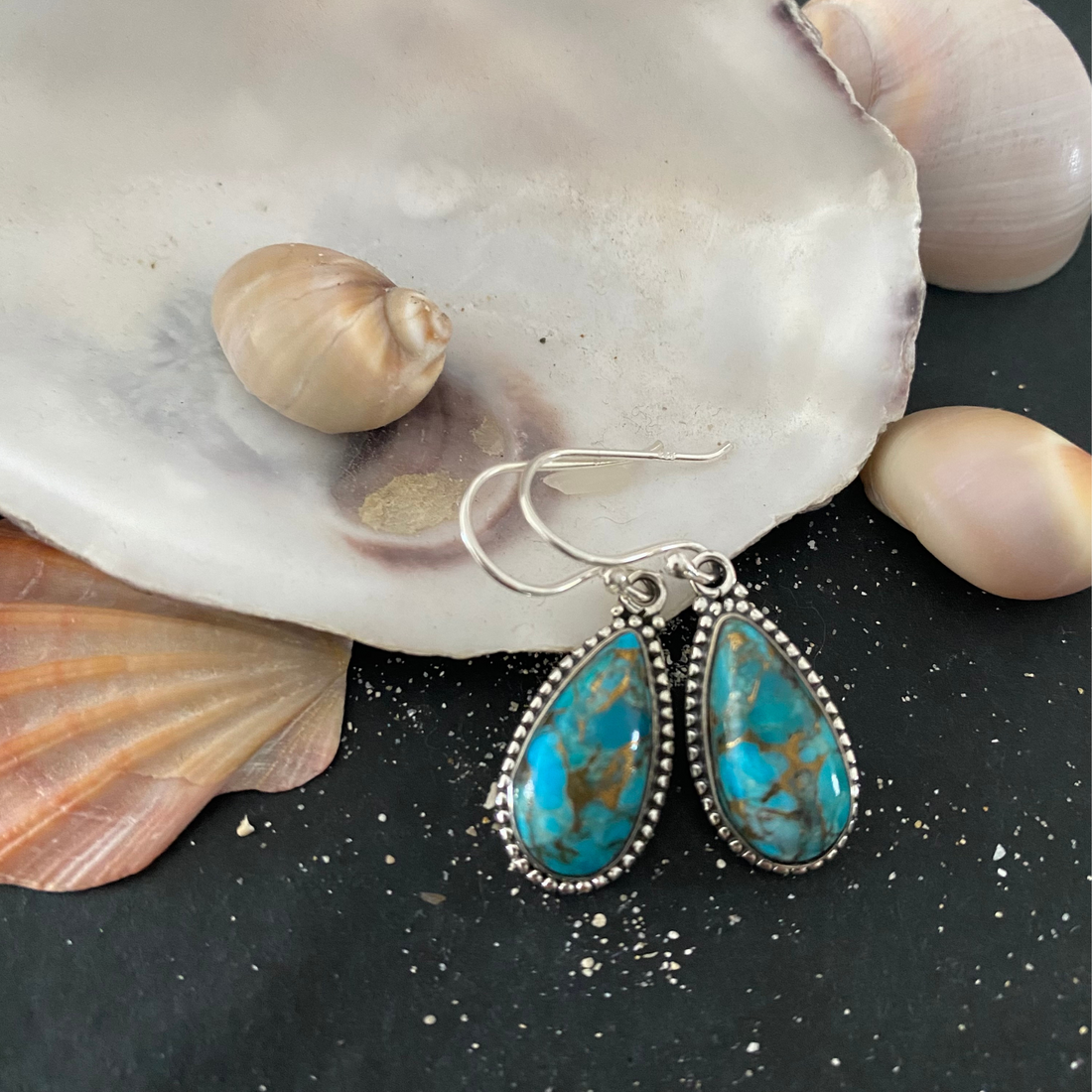 Sterling Silver and Turquoise Teardrop Style Earrings