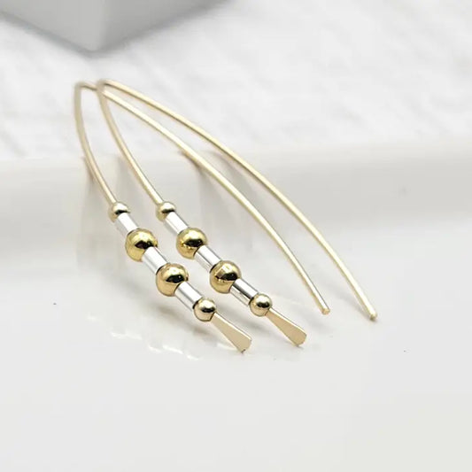 Luxe Gold & Silver Thread Open Hoop Earrings