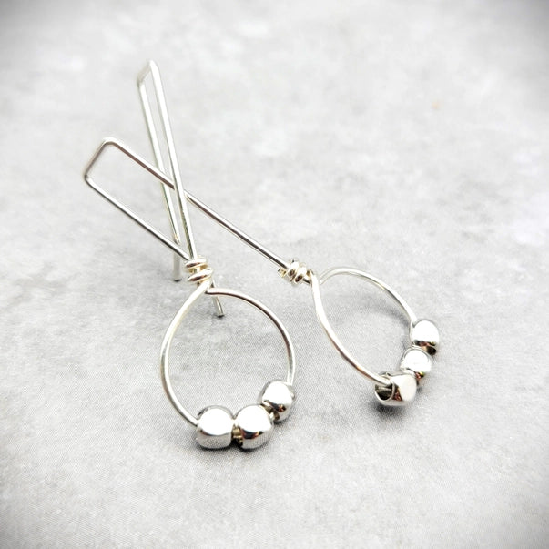 Sterling Silver Threader Hoop Earrings with Beads