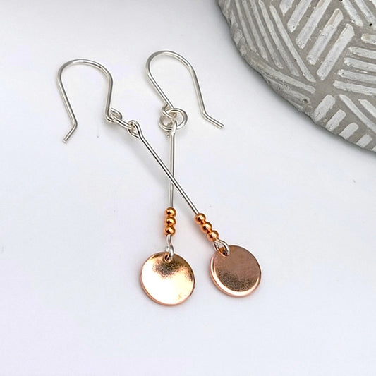 Copper and Silver Dangle Earrings