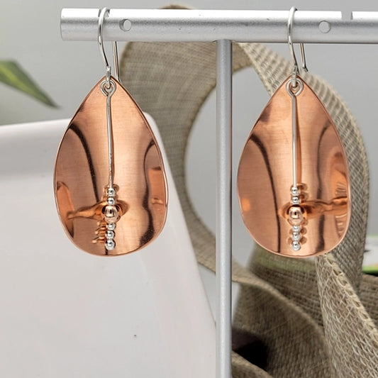 Copper & Silver Petal Earrings