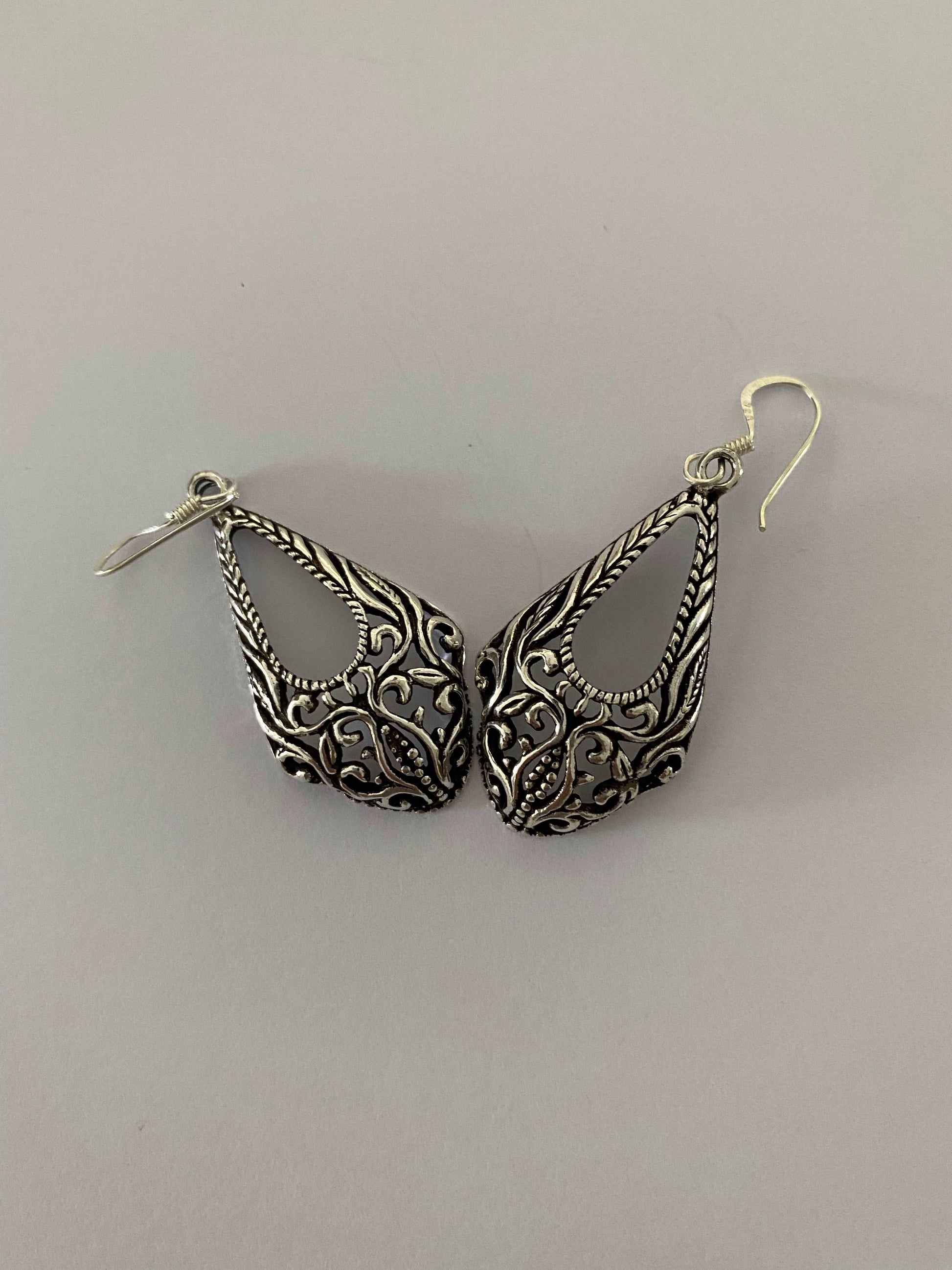 Sterling Silver Flower Pattern Earrings