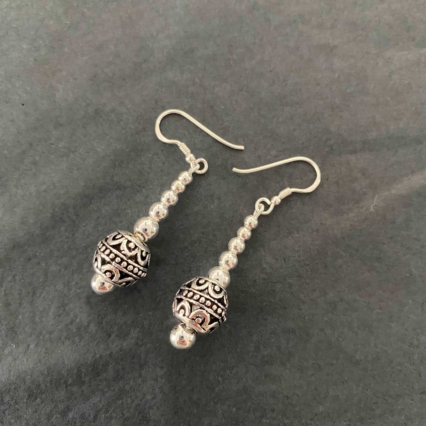 Sterling Silver Filigree Design Drop Earrings