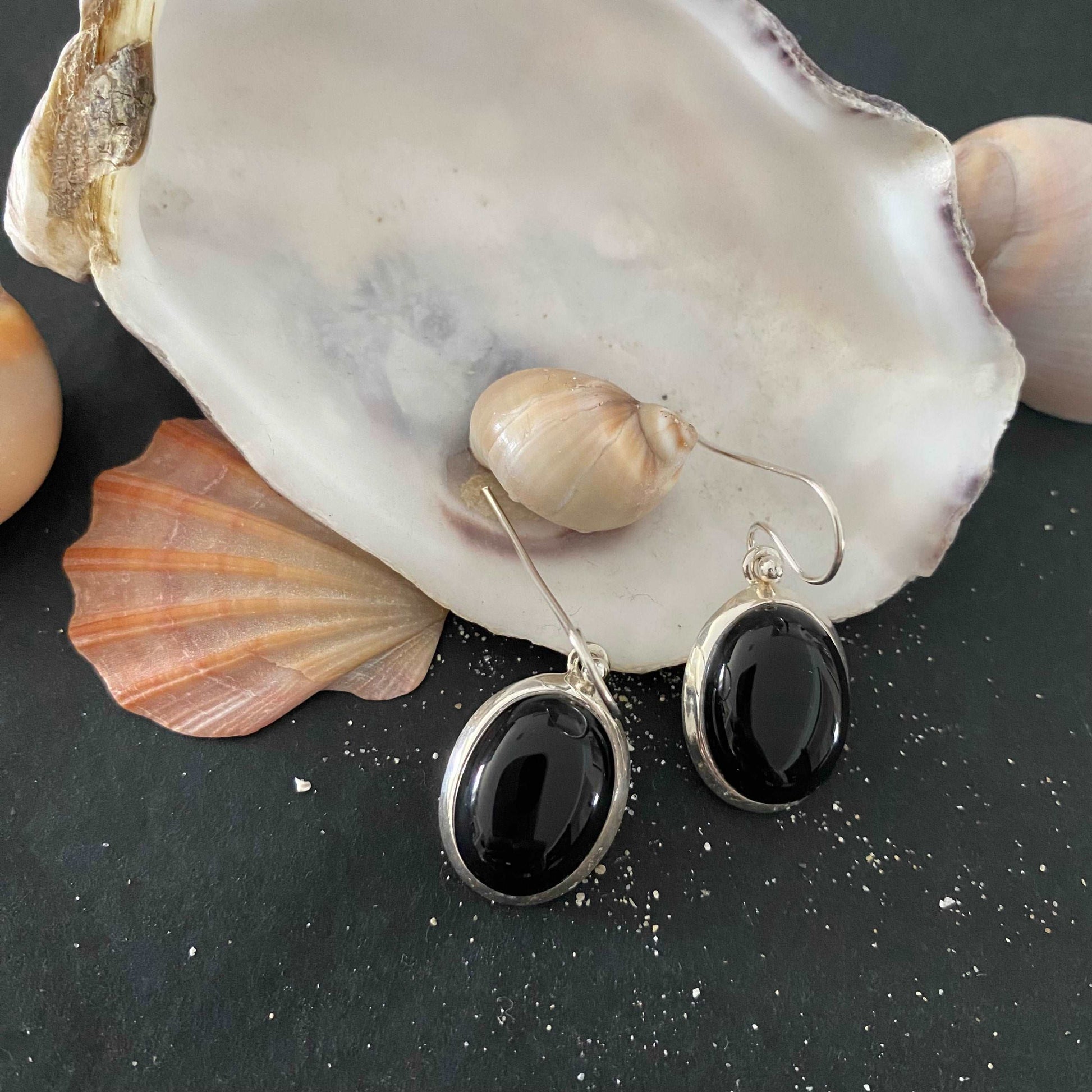 Sterling Silver and Onyx Earrings