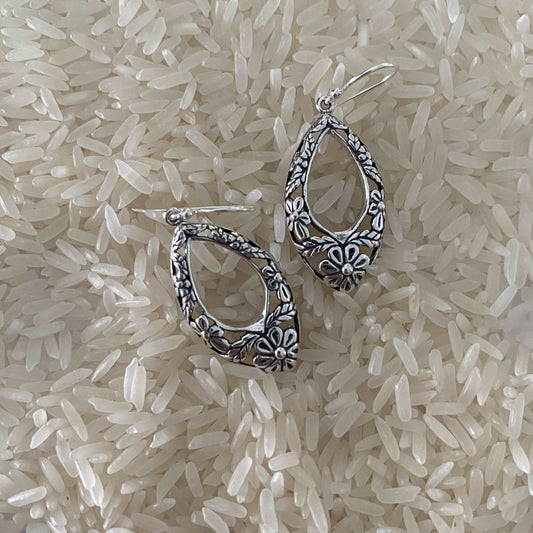 Sterling Silver Flower Pattern Earrings