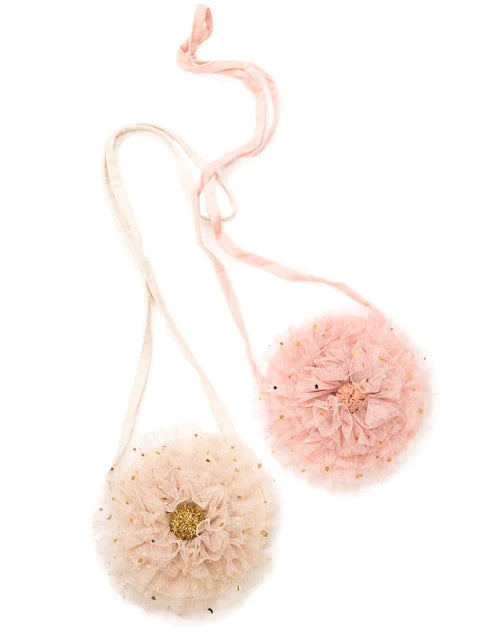 Pixie Dust Tulle Ruffle Bags in Antique Cream & Champagne Pink