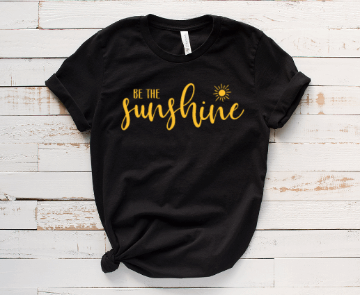 Black T-shirt with Be the Sunshine design