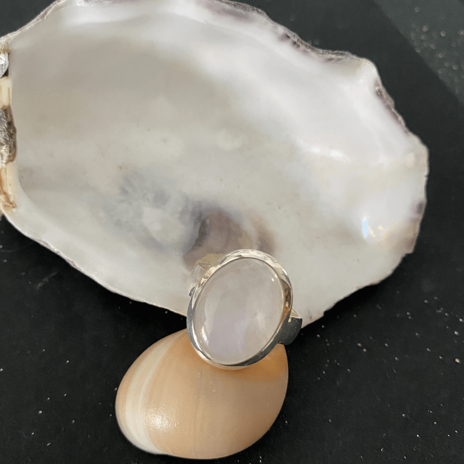 Sterling Silver Moonstone Ring | Oval Shape | Solid Band | PJ Luxe Jewellery