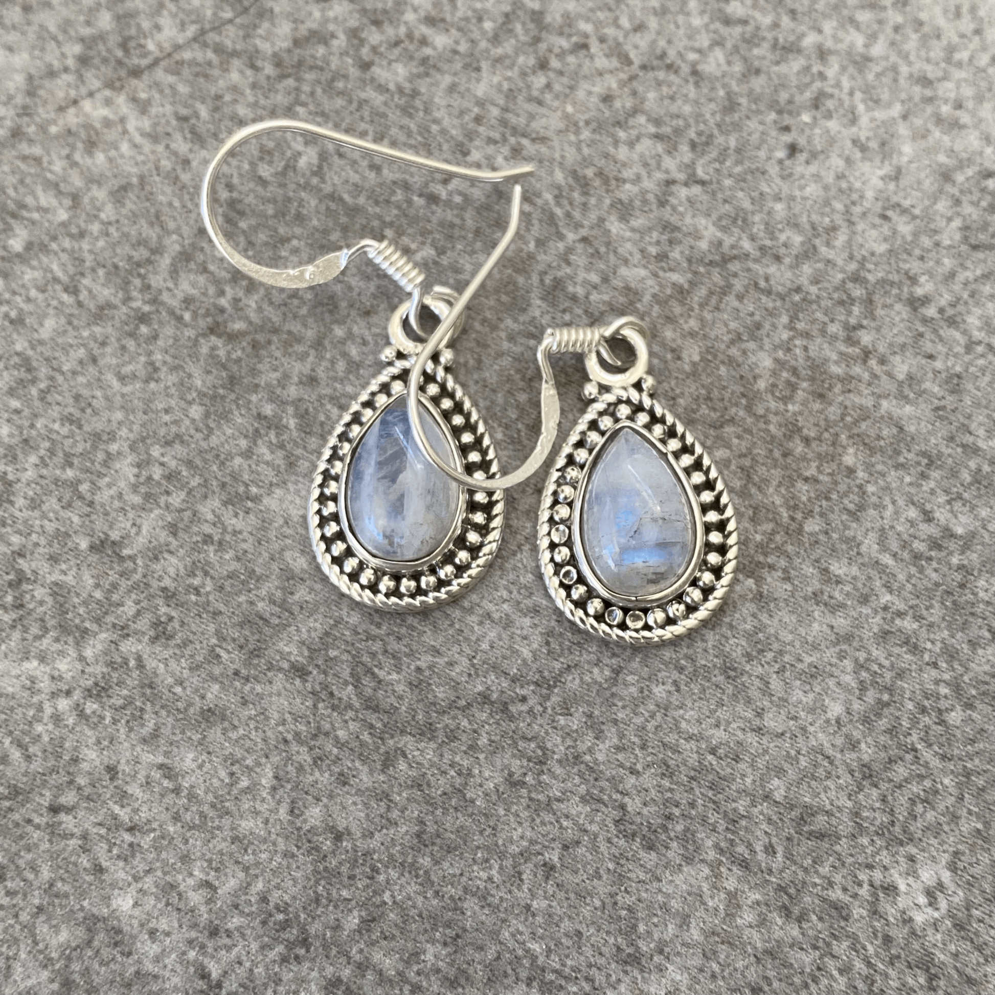 Radiant Moonstone Teardrop Earrings in Sterling Silver