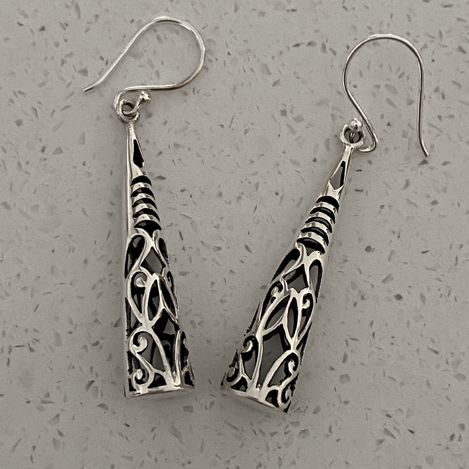 Vintage Tribal-Inspired Sterling Silver Dangle Earrings