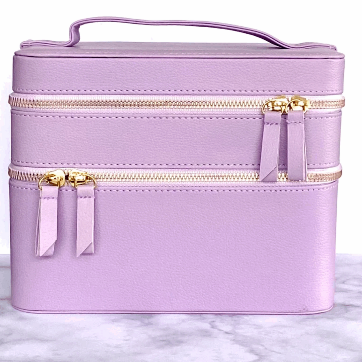 Purple personalised travel makeup case colour option for the PJ Luxe Travel Case Duo