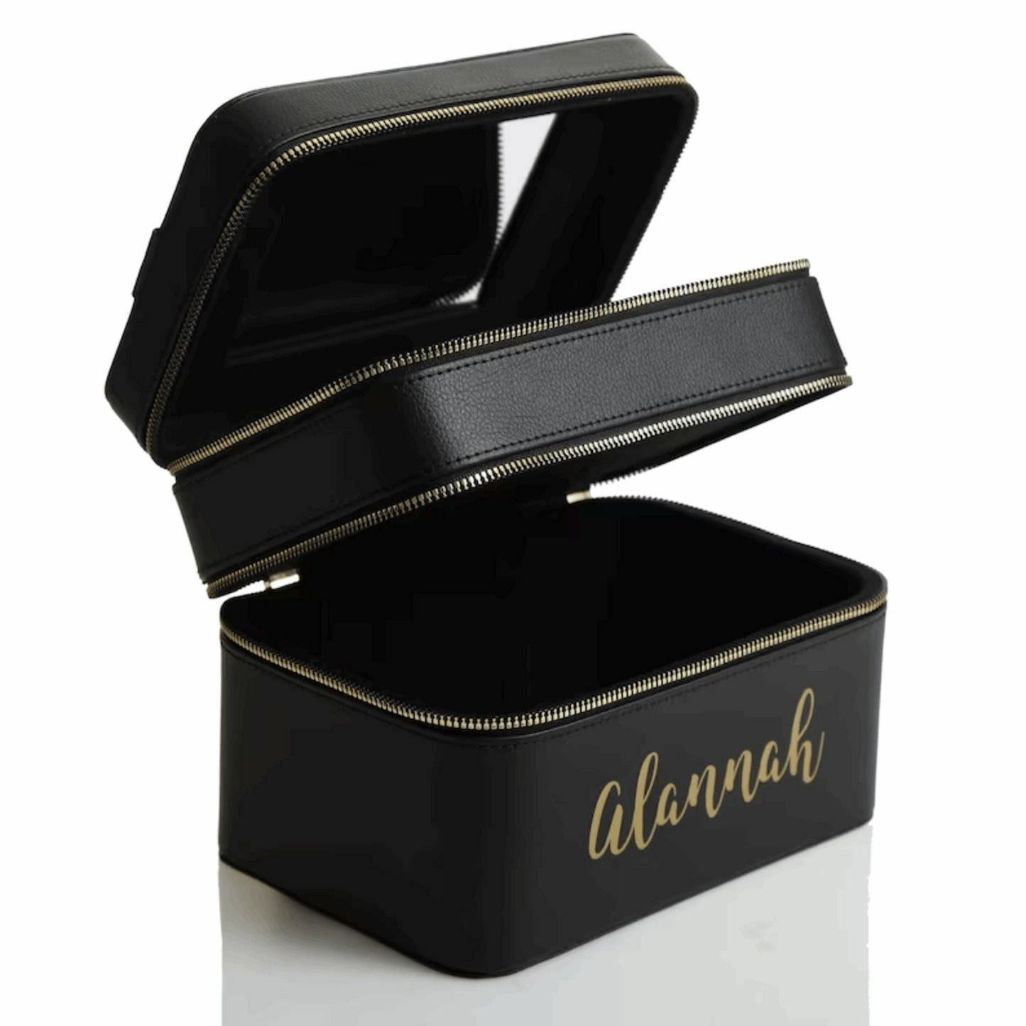 Black personalised travel makeup case colour option for the PJ Luxe Travel Case Duo
