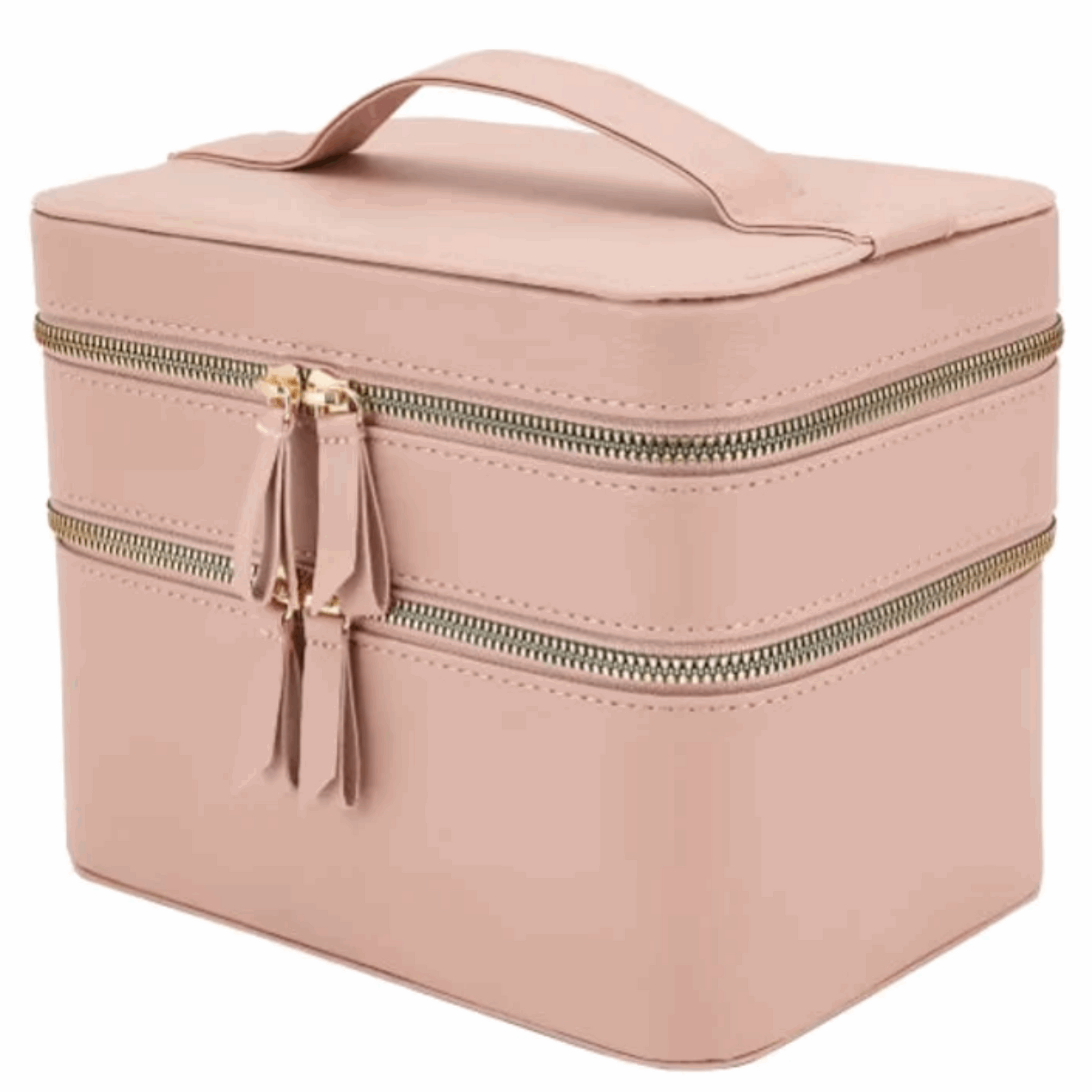 Pink personalised travel makeup case colour option for the PJ Luxe Travel Case Duo