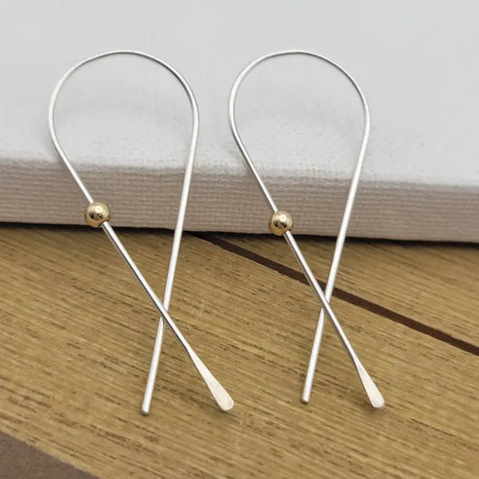 Silver Wishbone Ribbon Threader Earrings