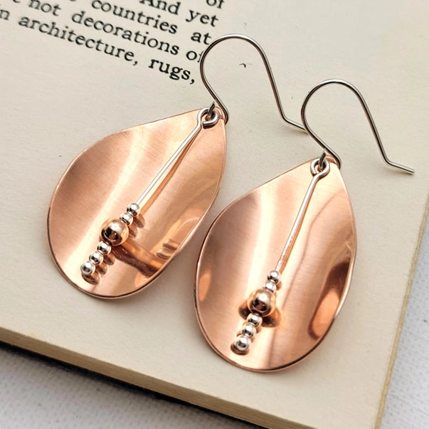 Copper & Silver Petal Earrings