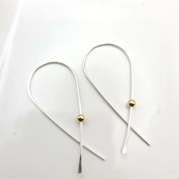 Silver Wishbone Ribbon Threader Earrings