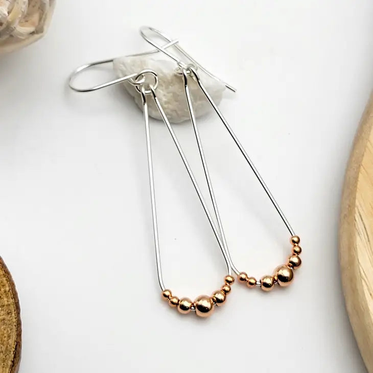 Sterling and Copper Hoop Earrings