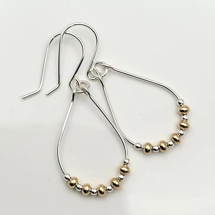 Gold and Sterling Silver Teardrop Earrings