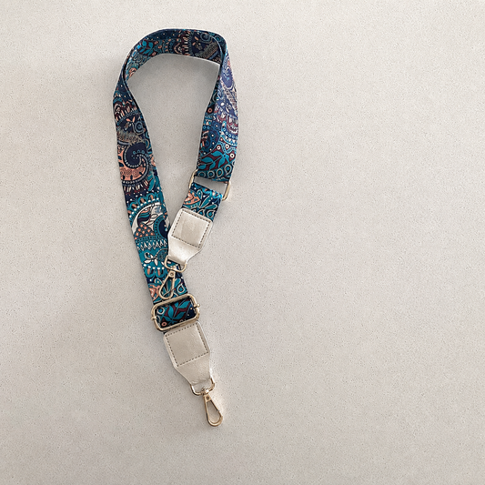 Midnight Paisley interchangeable bag strap, exact product photo without lettering
