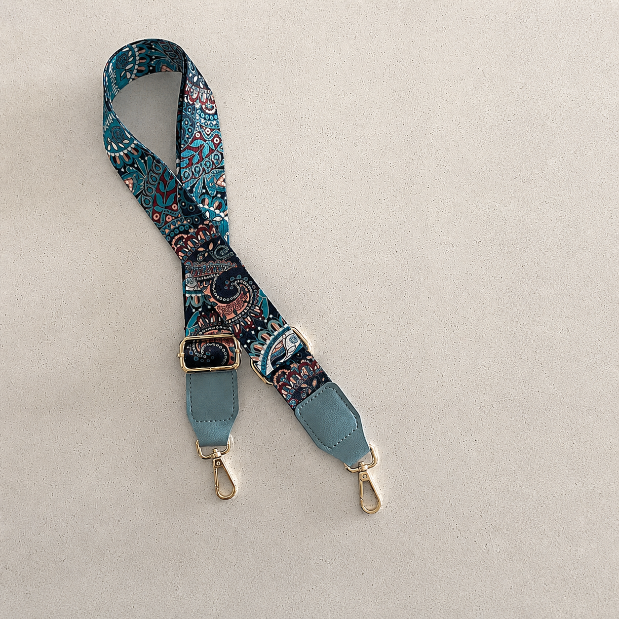 Peacock Paisley interchangeable bag strap, exact product photo without lettering